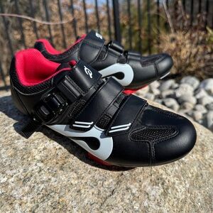 Peloton Original Cycling Spin Shoes Women’s Size 7 Black White Red 3-Bolt Cleats